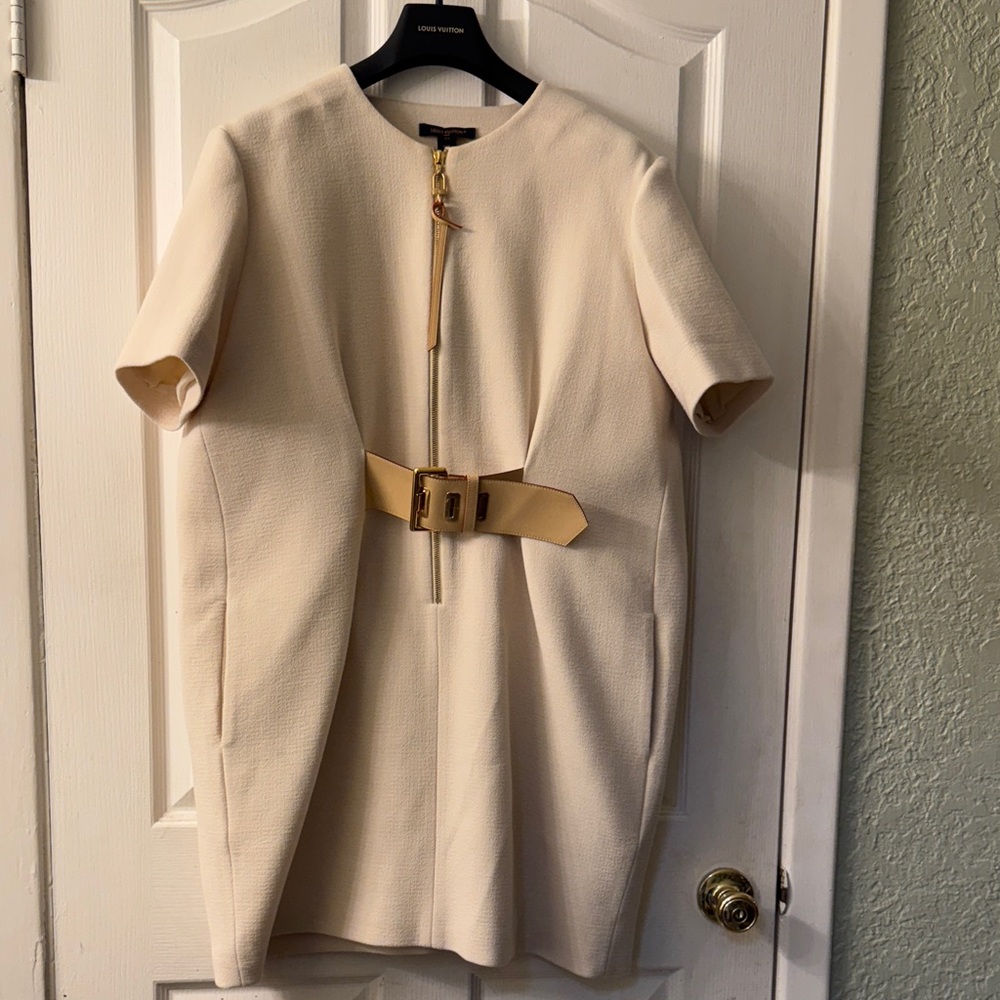 Louis Vuitton Belted Crepe T-Shirt Dress Size 44 US 12 XXL